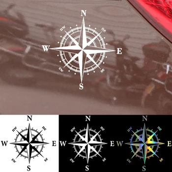 Universālā Navigācija, Kompass, Auto Uzlīmes, Vinila Decal Motociklu Dekorēšana, Auto Eksterjera Aksesuāri Melns/Balts/Lāzera 15X15cm