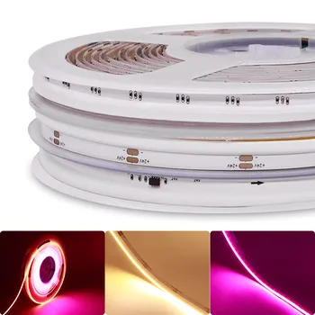 5M COB LED Strip apgaismojums no Sāniem 480 630LEDs Augsta Blīvuma Elastīgu COB LED Gaismas DC12V 24V RA90 Vienu Krāsu/RGB/Krāsains LED Lentes