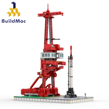 BuildMoc Uzsākt Sarežģītas 5 w/ Mercury-Redstone 1:110 Celtniecības Bloku Komplekts Raķešu Bāzes Torņa Ķieģeļiem, Rotaļlietas, Bērnu Dzimšanas dienas Dāvanas
