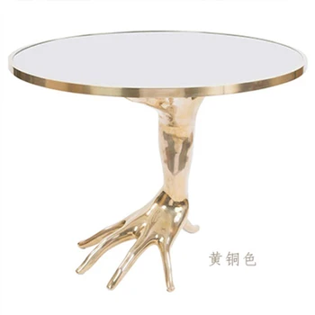 Misiņa palmu gaismas luksusa kafijas galds(paraža:balta marmora Top)
