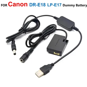 DR-E18 LP-E17 Viltus Baterija+USB Kabelis Power Bank ACK-E18 Lādētāju Canon EOS 200D II Nemiernieku SL2 SL3 R10 T6s T7i T8i Skūpsts X8i X9