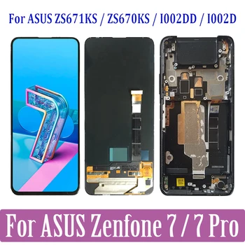 AMOLED Par Asus Zenfone 7 Pro 7Pro ZS671KS I002DD LCD Zenfone7 ZS670KS I002D Displejs, Touch Screen Digitizer Montāža