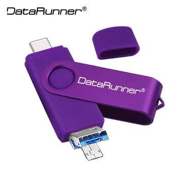 DataRunner USB 3.0 Flash Drive 512G 256 GB OTG 3-IN-1 Pendrive Tipa C / MicroUSB Mobilo/GAB 128G 64G 32G 16GB Memory Stick
