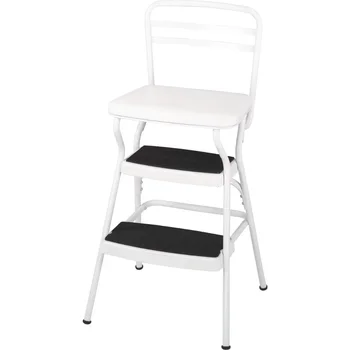 Retro Krēsls + Solis Taburete ar Flip-Up Sēdekļa (zelta un Krējums, Viens Iepakojums) Krēsli Ēdamistabas