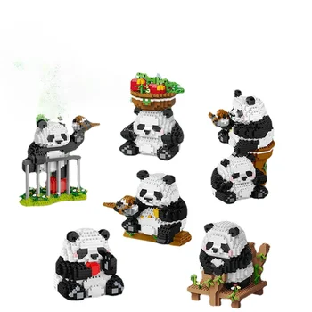 MINI Ķīniešu Stilā Dzīvnieku Panda Celtniecības Bloku KM Hobbyhorse Panda Mājas Apdares Ķieģeļi, Zēniem, Bērniem, Bērniem, Radošas Dāvanas