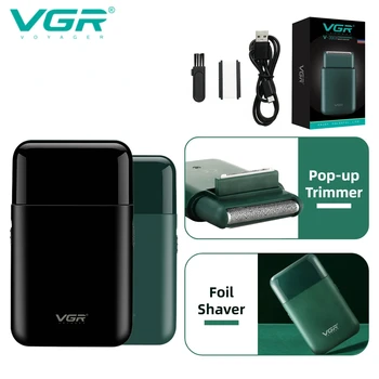 VGR V-390 Elektriskais Skuveklis Profesionālās Bārdas Trimmeris Asām Portatīvie Mini Skuveklis Iekšdedzes Skūšanās 2 Asmens USB Maksas Vīriešiem