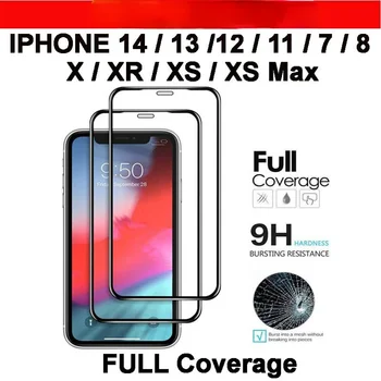 Pilns Pārklājums stikla IPhone 14 Plus Pro Max / 13 / 12 / 11 Pro Max / XS Max Rūdīta Stikla Ekrāna Aizsargs
