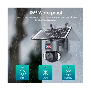 3MP Saules Novērošanas Kameras Augstas Izšķirtspējas Video Novērošanas Āra Ūdensizturīgs Drošības Cams Ir