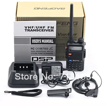 Sākotnējā BAOFENG UV 5R VHF136-174MHz& UHF 400-520MHz Dual Band 5W FM VOX divvirzienu Radio Brīvā Baofeng UV-5R walkie talkie par auto