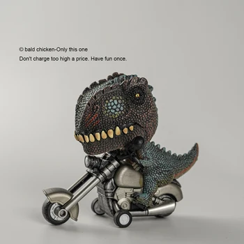 Apskatīt Tyrannosaurus Rex inerces rotaļlieta, kas brauc ar motociklu