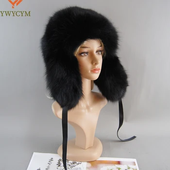 Dabīgās Kažokādas 100% Fox Ādu krievijas Uzņēmēji Izmēģinājuma Spridzinātāju Pilna Mao Vīriešu cepure Ushanka Ziemas Ausu Aizsargs Cepuri Jenots Kažokādas Beanie cepure