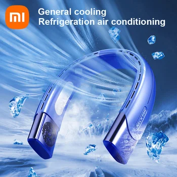 Xiaomi 2023 JAUNU Karājas Kakla Ventilators Portatīvo Ledus Saldēšanas Uzlādējams Gaisa Dzesētāja 5 Apgriezieni Elektrisko Ventilatoru Sporta Kempings Dāvanu