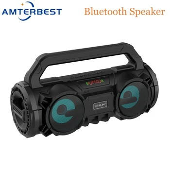 AMTERBEST BkK Bezvadu Skaļruni, Portatīvo Subwoofer Mikrofons Augstas jaudas Karte Skaļrunis Square Radio Boombox Bluetooth Skaļrunis