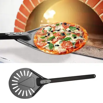Pizza Pagrieziena Mizu Īsa Kārta Pica Rīku Perforēta Pica Pagrieziena Mizu Mājās Picu Turner Ripu Ar Noņemamu Rokturi Lietošanai
