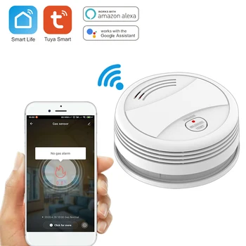 Tuya WiFi Uguns Dūmu detektoru Detektors Augstas Jutības Bezvadu Dūmu Detektors attālai Uzraudzībai, Saderīgs ar Alexa/Google Home