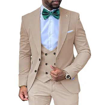 Slim Fit Modes 3 Gabals Vīriešu Uzvalki Formālas Biznesa Uzvalku Kungi Kāzu Līgavainis Noteikumi Žakete + Bikses +Veste Piemērots Vīriešiem