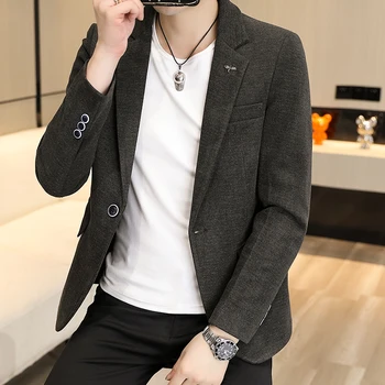 NewMen Modes korejas Versija Gadījuma Elpojošs Džentlmenis Slim Tendence tīrtoņa Krāsu Ērti itāļu Stila Kāzu Uzņēmēja Žakete
