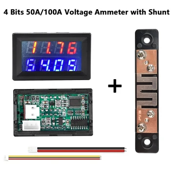 DC100V/200V 50A/100.A Ciparu Voltmetrs Ammeter 4 Biti 0.28