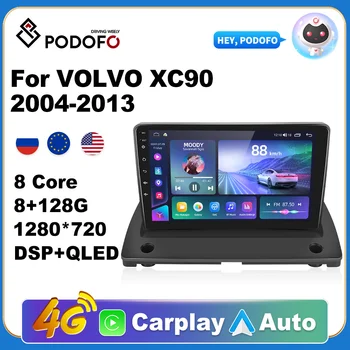 Podofo Auto Android Carplay Radio Multimediju Atskaņotājs, VOLVO XC90 2004-2013 2 Din Autoradio Video AI Balss GPS Navi 4G WiFi