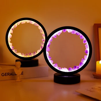 Dabas Ametists Oriģinālās Akmens Kvarca Nightlight Bed head Uzlādējams LED Degaussing Dekoratīvās Gaismas Home Office Apdare