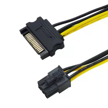 SATA 15 Pin Vīriešu ATX 6 Pin PCI-Express, PCI-E grafiskā Karte Strāvas Adaptera Kabeli Savienojiet strāvas Vads Converter 20cm