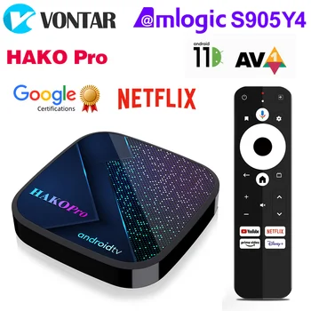 VONTAR HAKO Pro Netflix TV Kastē Android 11 Amlogic S905Y4 2GB 16GB Google Sertificēto Atbalsta AV1 1080P 4K Wifi BT Set top Box
