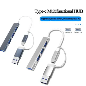 USB C HUB 3.0 C Tipa 3.1 4 Portu Sadalītājs Daudzu OTG Adapteri, Lai Xiaomi Lenovo Macbook Pro 13 15 Gaisa Pro PC Datoru Piederumi