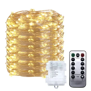 Puse Ziemassvētku Pasaku Gaismas Tālvadības Kempings Apdare Lampas Ūdensizturīgu Akumulatora 8. Aile Režīmā Kāzu Vara Stieples String Lampas