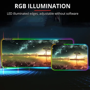 Liela RGB Peles Paliktņa xxl Spēļu peles paliktnis LED Mause Pad Spēlētājs, Kopēt Peles Paklājs Liels Mause Pad PC Galda Pad Paklājiņš ar Aizmugurgaismojumu