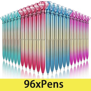 96Pcs Gradientu, Krāsu Dimanta Lodīšu Pildspalvu Varavīksnes Daudzkrāsains Lāzera Lielu Daļiņu Gem Rotējošo Pildspalvu Dāvana