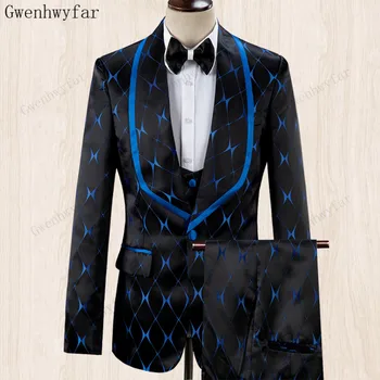 Gwenhwyfar Gadījuma Vīriešu Kāzu Tuxedos Oficiālu Custom Trīs Gabals Ārpus Uzņēmuma Birojā Tērpi Partijas (Jaka+Bikses+Veste) G3108