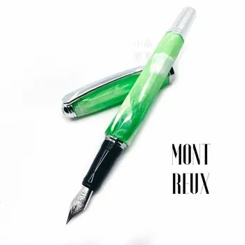 Taivāna MONTREUX Mengduo Ziedi Un Zāle Sērijas Pen (ĀBOLIŅŠ Lucky Grass) Tintes Pildspalvas Pilnu Rakstu Sudraba Klipu