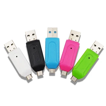 Metāla TF Karšu Lasītājs 2 In 1 USB OTG USB Karšu Lasītājs, USB Adapteris, Flash Disku, Smart Atmiņas CardReader