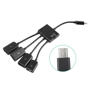 Smart Tālrunis Micro USB Hub 4 Ports Regulējams Karšu Lasītājs Adapteris ar Slēdzi