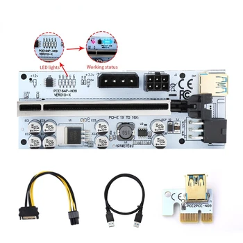 Jaunās Baltās Grafikas Karte Paplašinājuma Kabeli USB3.0 ātrgaitas videokarte PCI-E Kartes Adapteris 1X, Lai 16X VER010-X