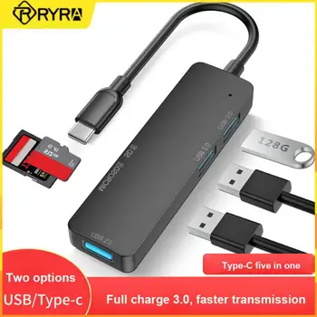 RYRA Tips-C/USB CENTRMEZGLAM, kas ar 5 Portiem-USB 3.0, USB 2.0 SD Sadalītājs Daudzu OTG Adapteri Alumīnija Sakausējuma USB 3.0 Hub Lenovo Huawei Xiaomi PC
