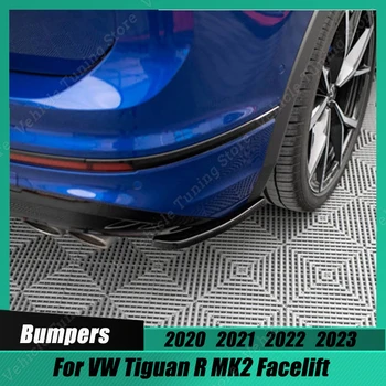 2gab Automašīnas Aizmugurējo Bamperi Sloksnes Lūpu Spoilers Difuzoru Sadalītāja Ķermeņa Komplekti Melns VW Tiguan R MK2 Facelift 2020-2023 Gloss Black ABS