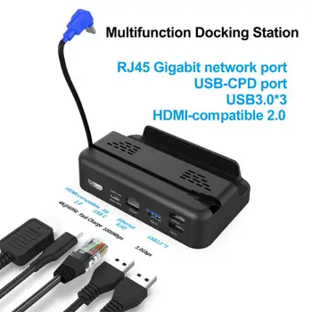 5 in 1 dokstacija TV Bāzes Stāvēt Tvaika Klāja Turētājs Dock, HDMI saderīgu USB Type-c Lādētājs Tvaika Klāja Spēļu Konsole